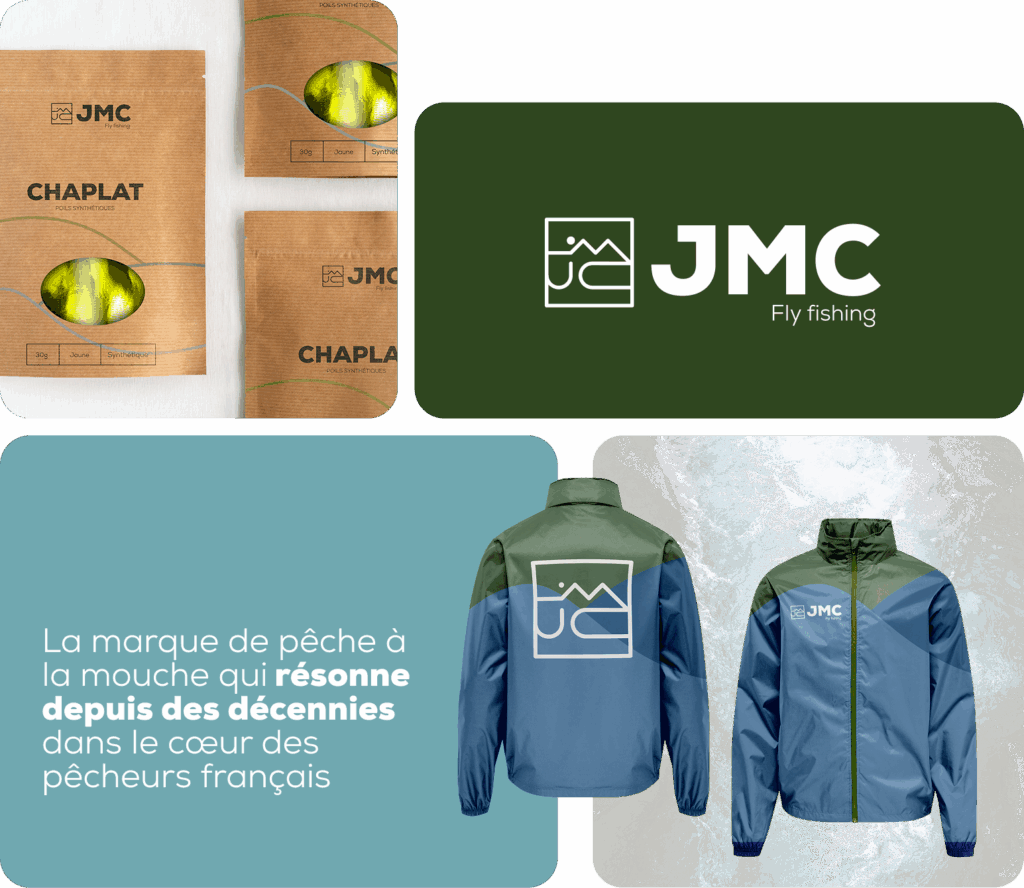 Visuels illustrant le branding de la marque JMC Fishing