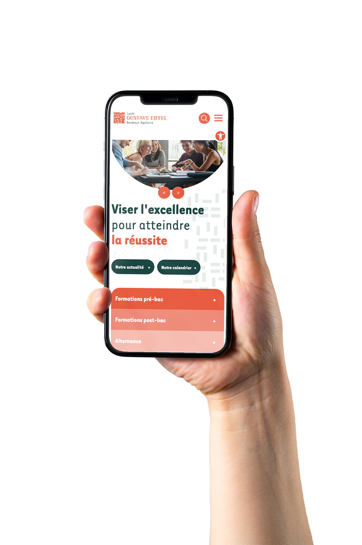 Présentation de la version mobile du site internet du Lycée Gustave Eiffel Bordeaux