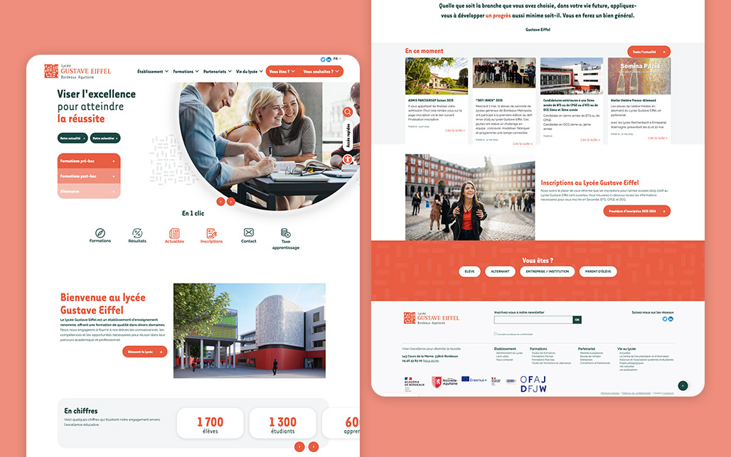 Présentation du design du site internet du Lycée Gustave Eiffel Bordeaux